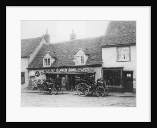 1898 Benz and an early Panhard, c1900 by Unknown
