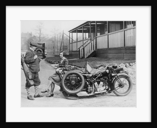 Golfers with a 1939 AJS and sidecar by Anonymous