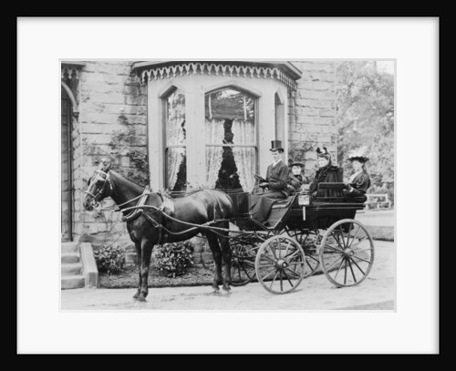 Women and a coachman in a pony and trap, late 19th century by Unknown