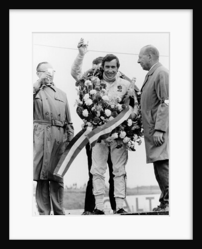 Jackie Stewart, celebrating victory at The Dutch Grand Prix, Zandvoort, 1968 by Unknown