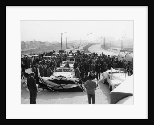 Freeway opening, possibly the Ventura Freeway in Los Angeles, California, USA, late 1940s by Unknown