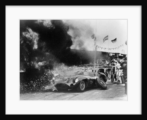 Aston Martin DBR1 on fire by Anonymous