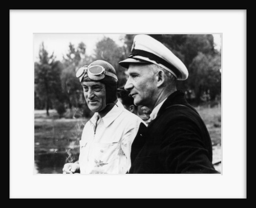 Sir Malcolm Campbell, on the left, possibly at Coniston, 1939 by Unknown