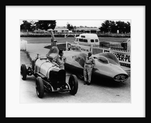 Donald Campbell with a Sunbeam 350 and Leo Villa with Bluebird, c1964 by Unknown