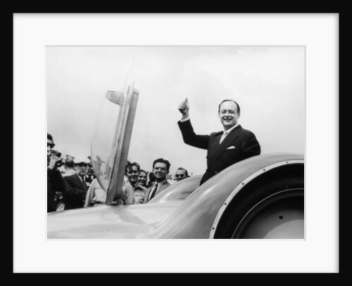 Donald Campbell with the Bluebird CN7 at the Goodwood trials, July 1960 by Unknown