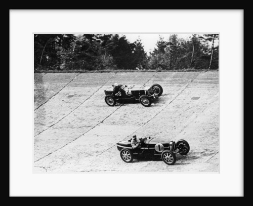 Maserati and Bugatti in action at Brooklands, Surrey, 1933 by Unknown