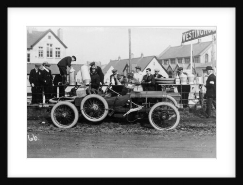 T Thornycroft with his Thornycroft car at a TT race, 1908 by Unknown