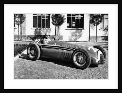 Fangio in Alfa Romeo, prior to the San Remo Grand Prix, Italy, 1950 by Unknown