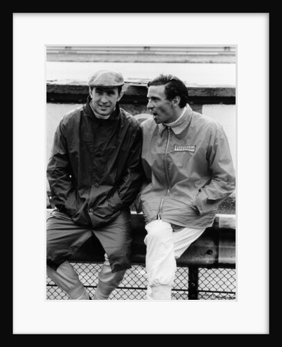Jackie Stewart on the left, and Jim Clark, 1967 by Unknown