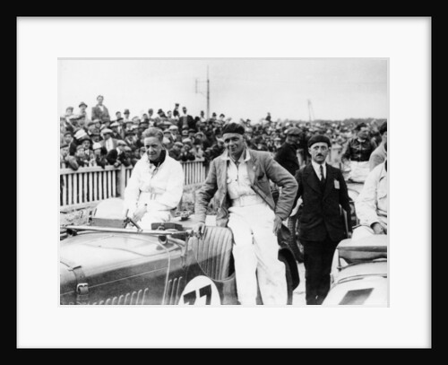 FS Barnes in the centre, AH Langley to his right, with a Singer Nine Sports car, 1930s by Unknown