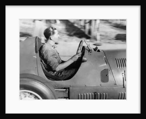 Alberto Ascari at the wheel of a racing car by Unknown
