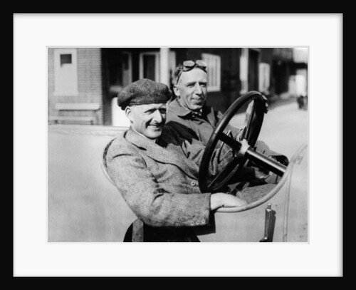 Two men in a vintage car by Unknown