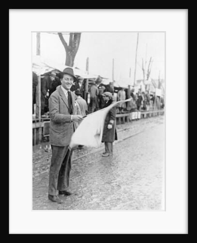 Carlo Masetti waving a flag by Unknown
