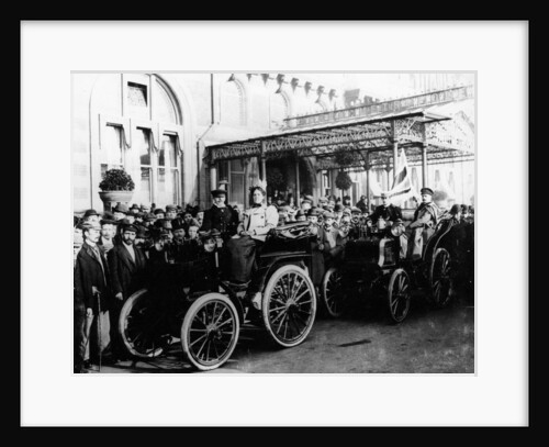 HJ Lawson and his wife at the start of the Emancipation Run, Brighton, East Sussex, 1896 by Unknown