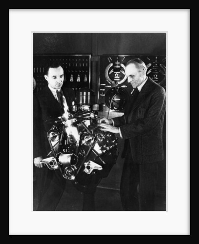 Henry and Edsel Ford with a Ford V8 engine, (c1940s?) by Unknown