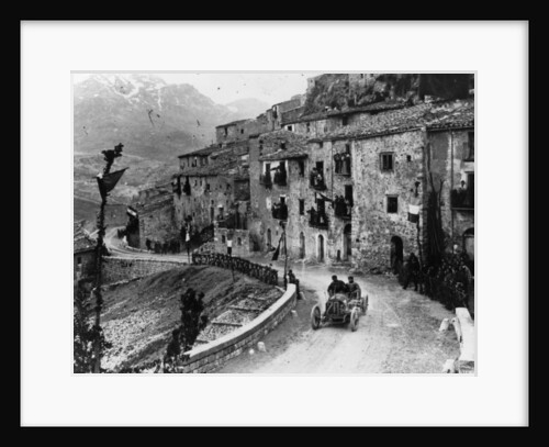 Felice Nazzaro driving through Pettralia Sottana in a Fiat, in the Targa Florio race, Sicily, 1907 by Unknown
