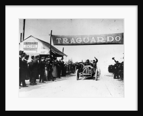 Felice Nazzaro in a Fiat winning the Targo Florio race, Sicily, 1907 by Unknown