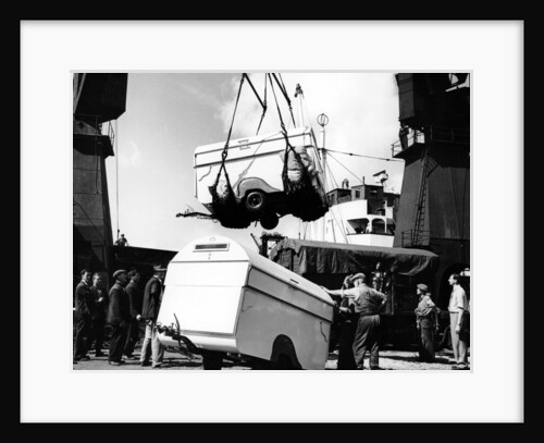 Unloading trailers from a ship, (c1950s?) by Unknown