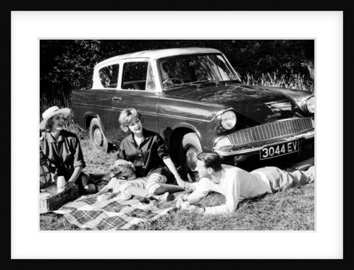 People picnicking with their 1960 Ford Anglia Deluxe, (1960?) by Unknown
