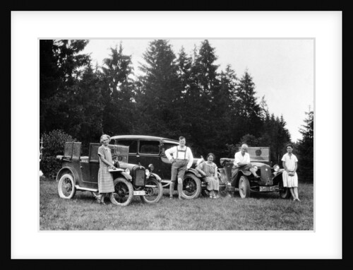 A group of people on an outing with their cars, c1929-c1930 by Unknown