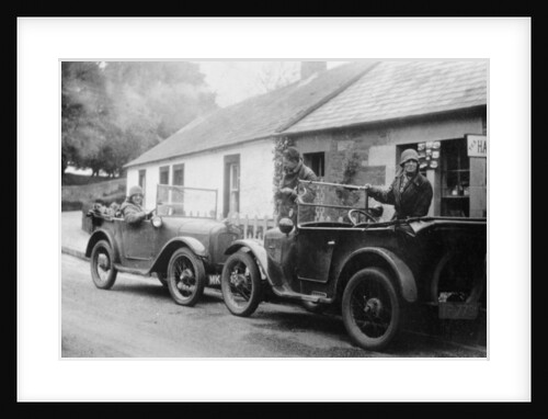 Two Austin Sevens parked outside a small tea shop, c1925 by Unknown