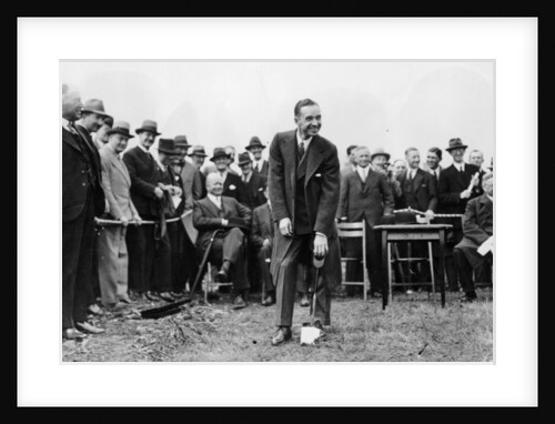 Edsel Ford turning the first sod at the site of Ford's plant at Dagenham, Essex, late 1920s by Unknown