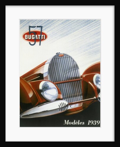 Poster advertising Bugatti cars, 1939 by Unknown
