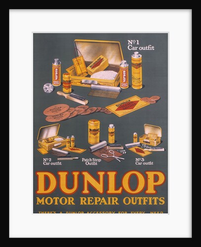 Poster advertising Dunlop products by Unknown