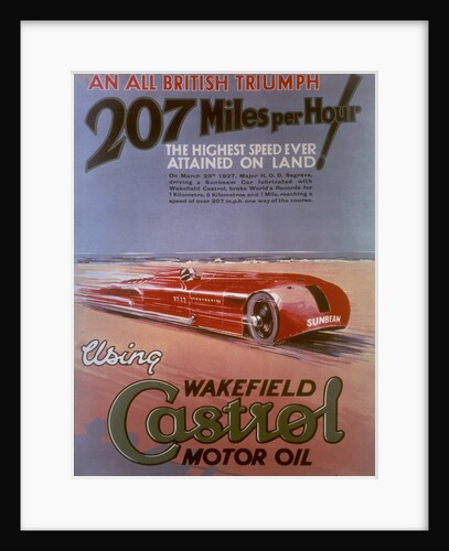 Poster advertising Castrol, featuring a Sunbeam car by Anonymous