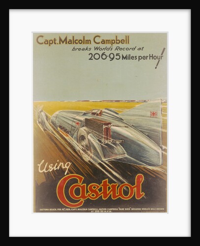 Poster advertising Castrol, featuring Bluebird by NF Humphries