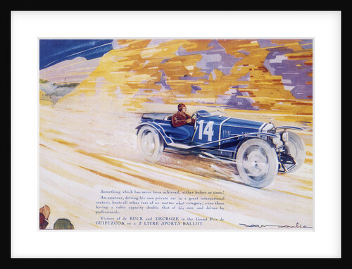 Poster advertising a Ballot 2 litre sports car by Unknown