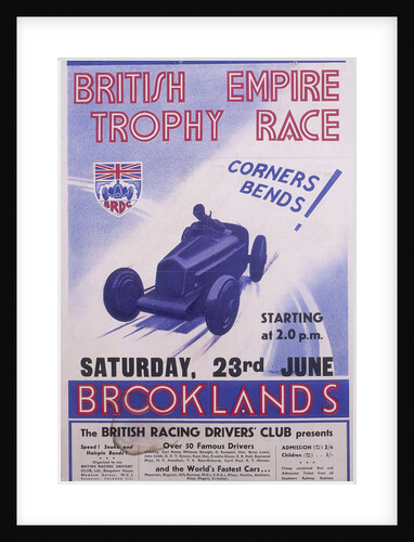 Poster advertising the British Empire Trophy Race, Brooklands, Surrey by Unknown