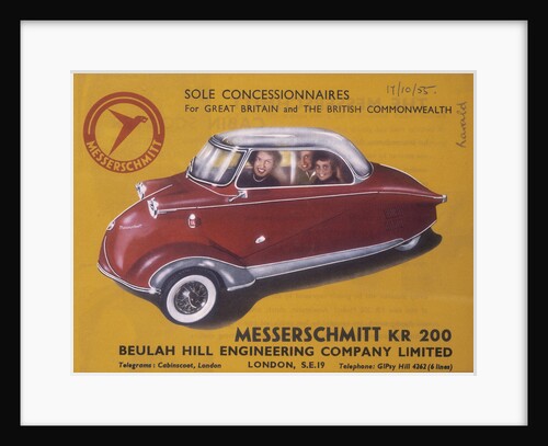 Poster advertising a Messerschmidt KR 200, 1955 by Unknown