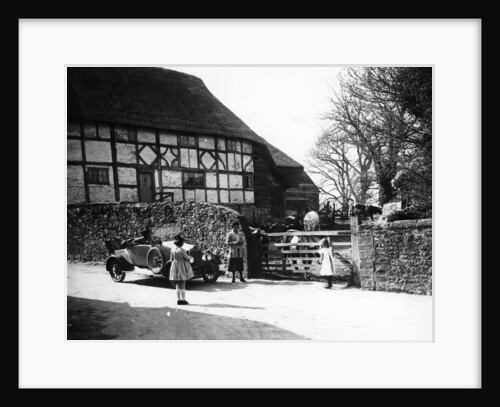 Calcott 2-seater car parked outside a farm gate, c1921-c1922 by Unknown