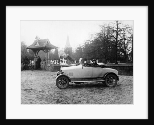 1922 11.9 hp Calcott outside a church by Anonymous