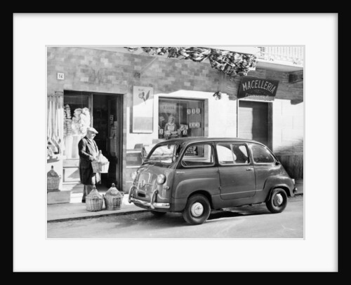 Fiat 600 Multipla outside a shop, (c1955-c1965?) by Unknown