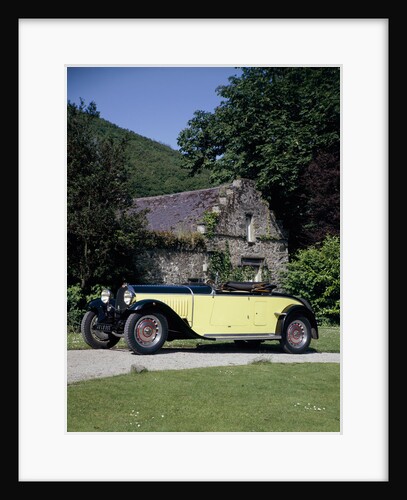 A 1934 Bugatti Type 46 outside a cottage by Unknown