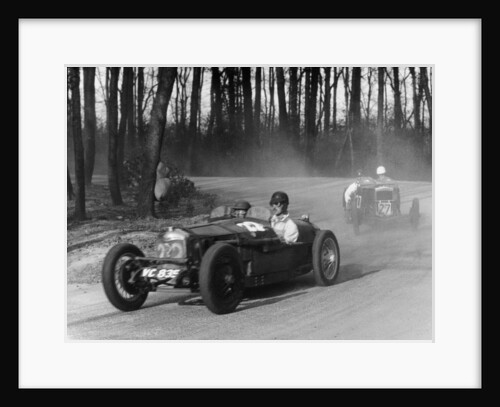 Riley leading a Fraser-Nash through Coppice Corner, Donington Park, Leicestershire, (c1930s?) by Unknown