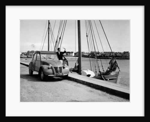 A Citroën 2CV on the quay at a harbour, c1957 by Unknown