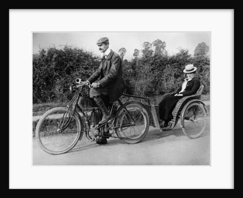 A motorcycle with a trailer, c1903 by Unknown