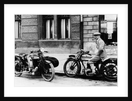 A man on a Norton bike, Model 16H 490cc SV, 1924 by Unknown