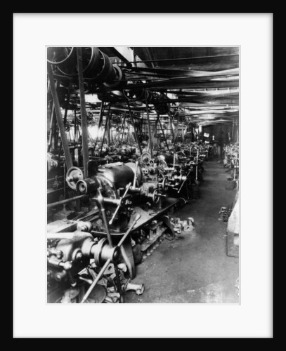 Interior of the Norton factory, showing the production line, 1929 by Unknown