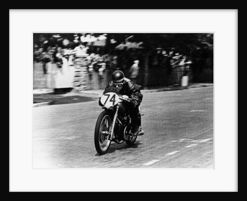 M Barrington on a Moto Guzzi bike, Isle of Man TT, 1949 by Unknown