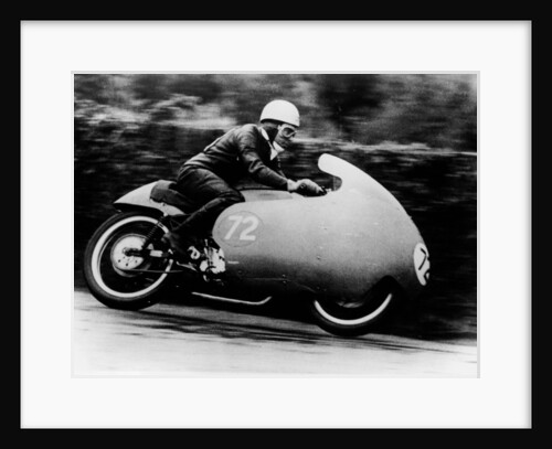 Possibly Bill Lomas, on a Moto Guzzi V8, 1957 by Unknown