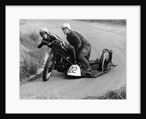 H Wilderspin taking part in the Gurston Hill Climb, on a 1936 Matchless bike, 1971 by Unknown