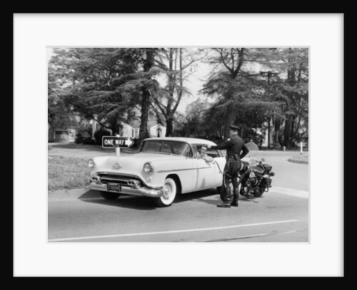 An Oldsmobile at the corner of an American street, 1954 by Unknown