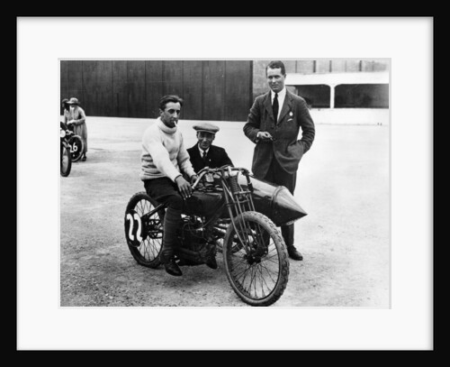 DH Davidson on a Flat Twin Harley-Davidson, Brooklands, Surrey, 1920 by Unknown