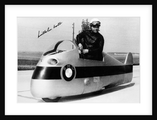 Wilhelm Noll on a 500cc BMW motorcycle, 1955 by Unknown