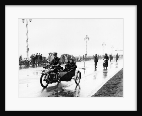 A Bat motorbike and sidecar taking part in the Pioneer Run, Brighton, 1913 by Unknown