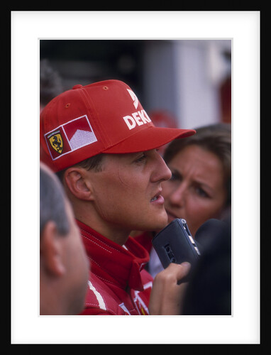 Michael Schumacher being interviewed, British Grand Prix, Silverstone, Northamptonshire, 1997 by Unknown